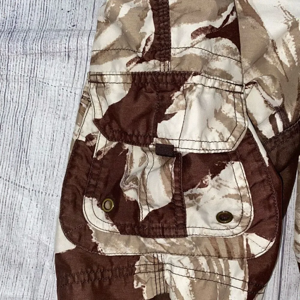 Arizona youth boys L mesh lined tropical print bathing suit brown & white